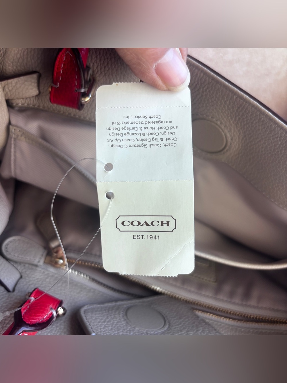 COACH 35838 WATERMELON TURNLOCK TIE SMALL LEATHER SATCHEL MSRP $395 dust bag - Picture 10 of 15